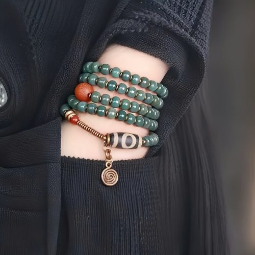 Pulsera de sabiduría con cuentas Mala de semilla Bodhi y Dzi Pulsera de sabiduría con cuentas Mala de semilla Bodhi y Dzi