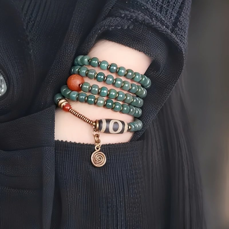 Pulsera de sabiduría con cuentas Mala de semilla Bodhi y Dzi Mala Beads Bodhi Seed Dzi Bead Wisdom Bracelet