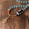 Pulsera de sabiduría con cuentas Mala de semilla Bodhi y Dzi Mala Beads Bodhi Seed Dzi Bead Wisdom Bracelet