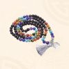 Colar Mala de 108 Contas em Olho de Tigre e Ametista em Camadas Multilayer Tiger Eye Amethyst 108 Mala Necklace
