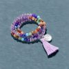 Colar Mala de 108 Contas em Olho de Tigre e Ametista em Camadas Multilayer Tiger Eye Amethyst 108 Mala Necklace