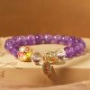 Pulseira de Cura de Cristal Branco e Ametista Natural Natural Amethyst White Crystal Healing Bracelet
