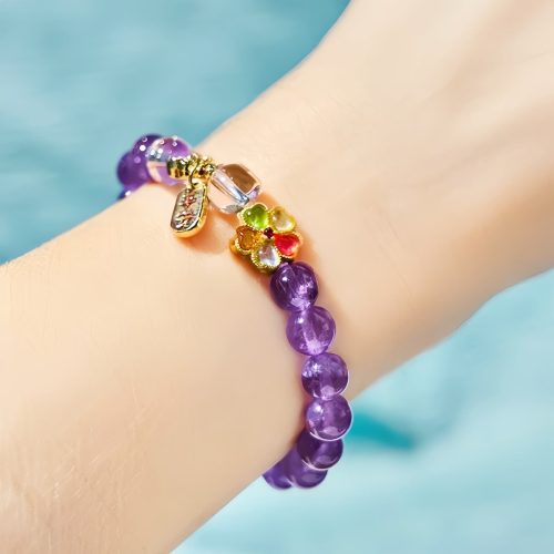 Pulsera Curativa de Amatista Blanca Natural y Cristal Pulsera Curativa de Amatista Blanca Natural y Cristal