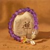 Pulseira de Cura de Cristal Branco e Ametista Natural Natural Amethyst White Crystal Healing Bracelet