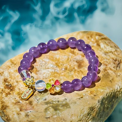 Pulsera Curativa de Amatista Blanca Natural y Cristal Pulsera Curativa de Amatista Blanca Natural y Cristal
