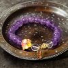 Pulseira de Cura de Cristal Branco e Ametista Natural Natural Amethyst White Crystal Healing Bracelet