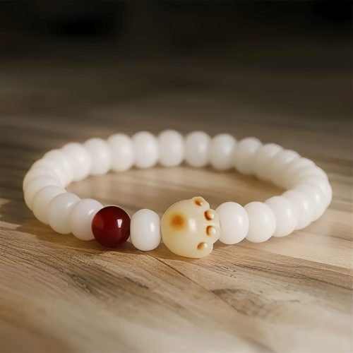 Pulsera de Gato de la Suerte con Semillas de Bodhi Naturales Pulsera de Gato de la Suerte con Semillas de Bodhi Naturales
