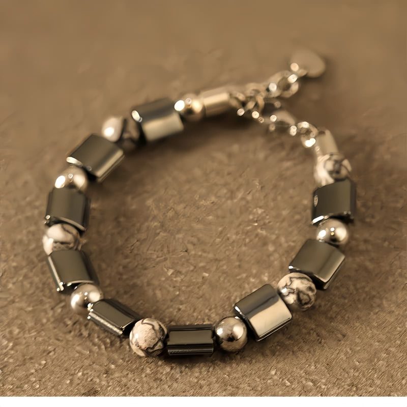 Pulsera de Soporte con Hematita, Ojo de Tigre y Jaspe Picasso Natural Natural Hematite Tiger Eye Jasper Support Bracelet