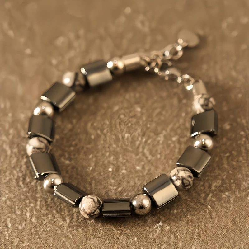 Pulsera de Soporte con Hematita, Ojo de Tigre y Jaspe Picasso Natural Natural Hematite Tiger Eye Jasper Support Bracelet