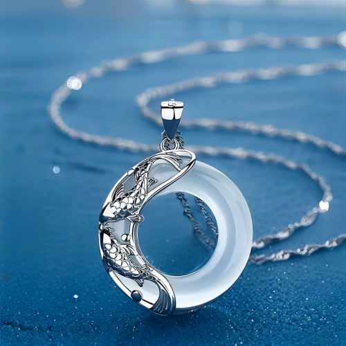 Natural White Jade Koi Necklace Natural White Jade Koi Necklace