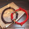 Pulsera de Pareja con Nudo de la Fortuna de Hilo Rojo y Jade Red String Jade Fortune Knot Couple Bracelet