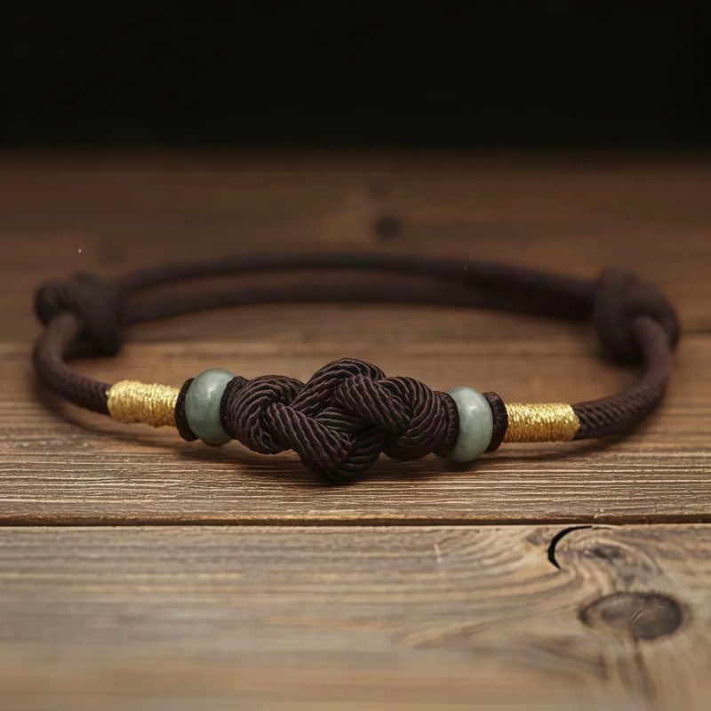 Pulsera de Pareja con Nudo de la Fortuna de Hilo Rojo y Jade Red String Jade Fortune Knot Couple Bracelet