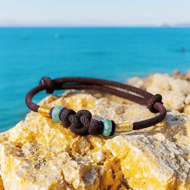 Pulsera de Pareja con Nudo de la Fortuna de Hilo Rojo y Jade Red String Jade Fortune Knot Couple Bracelet