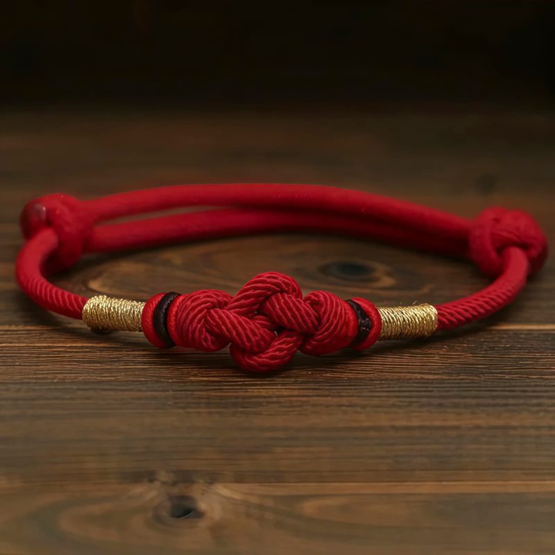 Pulsera de Pareja con Nudo de la Fortuna de Hilo Rojo y Jade Red String Jade Fortune Knot Couple Bracelet
