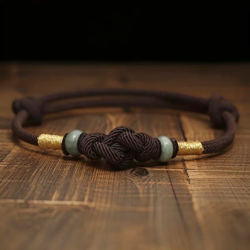 Pulsera de Pareja con Nudo de la Fortuna de Hilo Rojo y Jade Red String Jade Fortune Knot Couple Bracelet