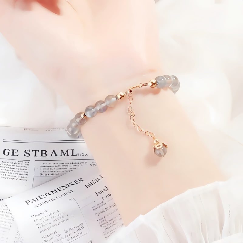 Pulsera Curativa de Cuarzo Rosa y Piedra Luna Strawberry Quartz Moonstone Healing Bracelet