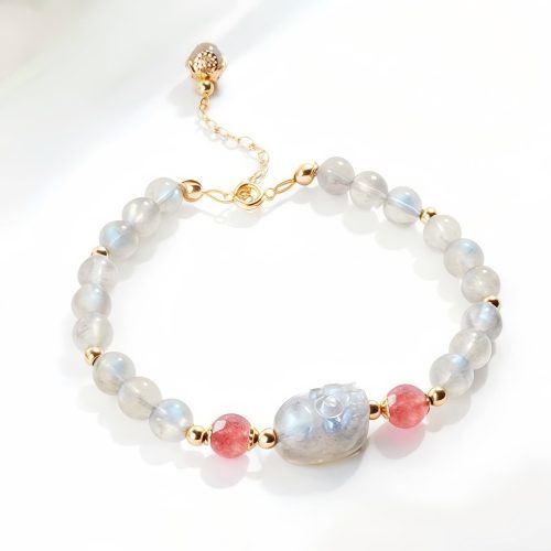 Pulsera Curativa de Cuarzo Rosa y Piedra Luna Pulsera Curativa de Cuarzo Rosa y Piedra Luna
