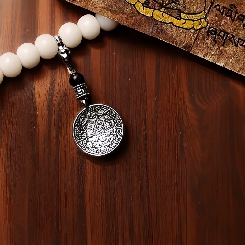 Pulseira da Fortuna Tibetana 108 Sementes de Bodhi, Contas Dzi e Ágata Cinza Tibet 108 Mala Bodhi Seed Dzi Bead Gray Agate Wealth Bracelet