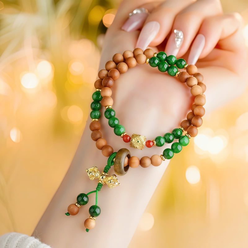 Pulsera Tibetana de Sándalo Dorje Vajra Doble Trenzado para Sanación Tibet Sandalwood Dorje Vajra Double Twisted Healing Bracelet