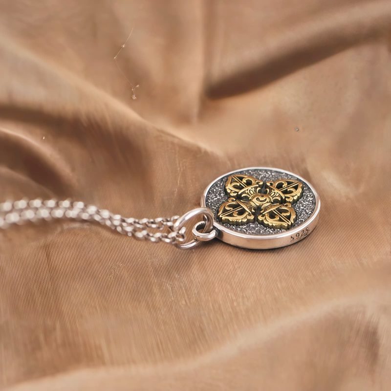 Kalung Berkah Dorje Vajra Ganda Perak Sterling 925 Tibet Tibetan 925 Sterling Silver Double Dorje Vajra Blessing Necklace