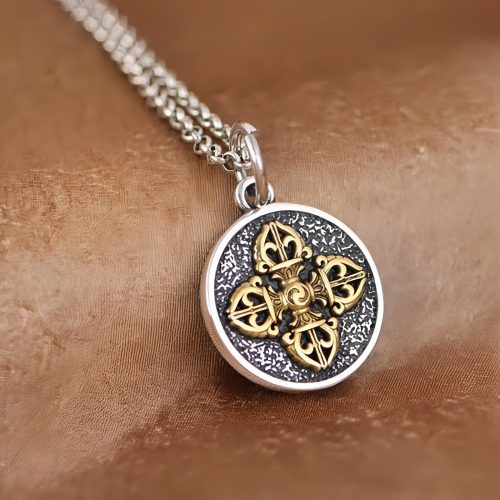 Tibetanische 925er Sterlingsilber Doppel-Dorje Vajra Glückskette Tibetanische 925er Sterlingsilber Doppel-Dorje Vajra Glückskette