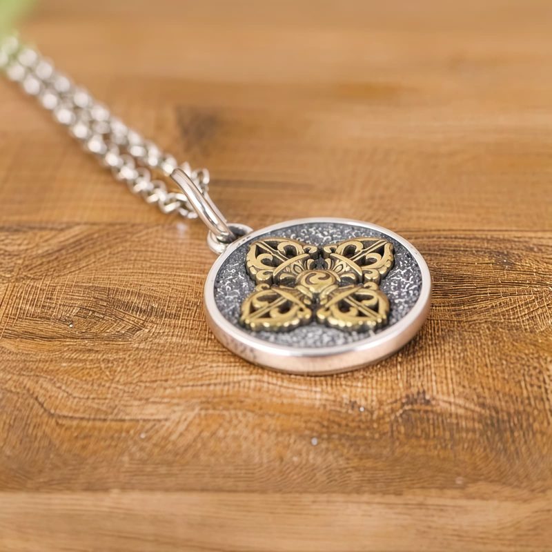 Kalung Berkah Dorje Vajra Ganda Perak Sterling 925 Tibet Tibetan 925 Sterling Silver Double Dorje Vajra Blessing Necklace