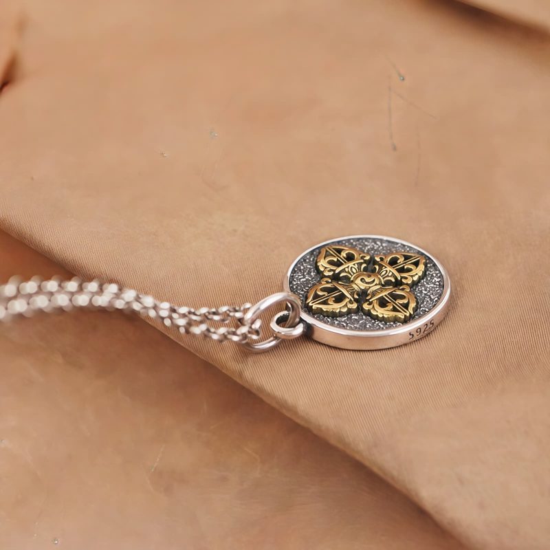 Kalung Berkah Dorje Vajra Ganda Perak Sterling 925 Tibet Tibetan 925 Sterling Silver Double Dorje Vajra Blessing Necklace