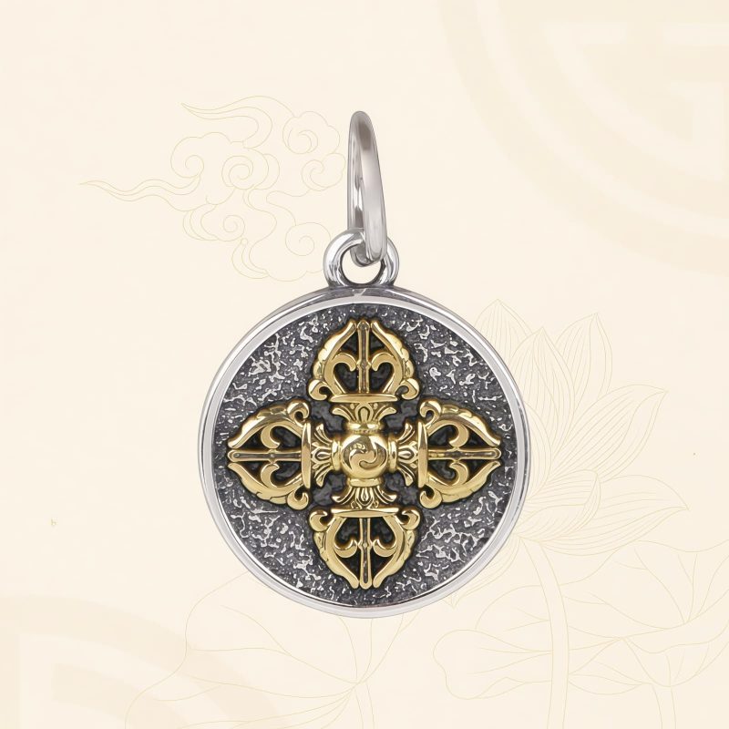 Kalung Berkah Dorje Vajra Ganda Perak Sterling 925 Tibet Tibetan 925 Sterling Silver Double Dorje Vajra Blessing Necklace