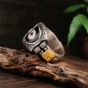 Anillo de Dzi con Diosa de la Riqueza en Plata Esterlina 925 Tibetana Tibetan 925 Sterling Silver Goddess of Wealth Dzi Bead Ring