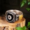 Anillo de Dzi con Diosa de la Riqueza en Plata Esterlina 925 Tibetana Tibetan 925 Sterling Silver Goddess of Wealth Dzi Bead Ring
