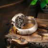 Anillo de Dzi con Diosa de la Riqueza en Plata Esterlina 925 Tibetana Tibetan 925 Sterling Silver Goddess of Wealth Dzi Bead Ring