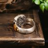 Anillo de Dzi con Diosa de la Riqueza en Plata Esterlina 925 Tibetana Tibetan 925 Sterling Silver Goddess of Wealth Dzi Bead Ring