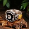 Anillo de Dzi con Diosa de la Riqueza en Plata Esterlina 925 Tibetana Tibetan 925 Sterling Silver Goddess of Wealth Dzi Bead Ring