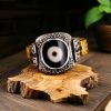 Anillo de Dzi con Diosa de la Riqueza en Plata Esterlina 925 Tibetana Tibetan 925 Sterling Silver Goddess of Wealth Dzi Bead Ring
