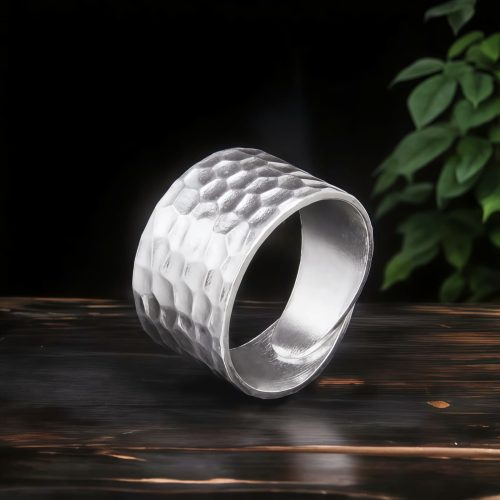 Anillo Tibetano de Plata 990 Martillado a Mano, Estilo Rústico Anillo Tibetano de Plata 990 Martillado a Mano, Estilo Rústico