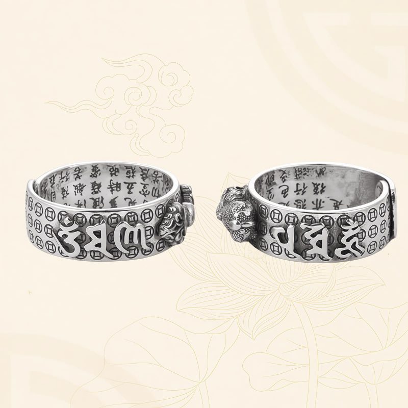 Anillo Tibetano de Pixiu con Grabado en Plata Esterlina 990 Tibetan 990 Sterling Silver Engraved PiXiu Ring