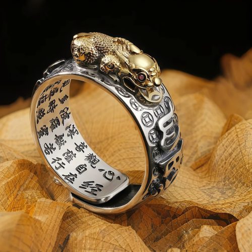 Anillo Tibetano de Pixiu con Grabado en Plata Esterlina 990 Anillo Tibetano de Pixiu con Grabado en Plata Esterlina 990