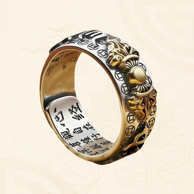 Anillo Tibetano de Pixiu con Grabado en Plata Esterlina 990 Tibetan 990 Sterling Silver Engraved PiXiu Ring