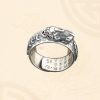 Anillo Tibetano de Pixiu con Grabado en Plata Esterlina 990 Tibetan 990 Sterling Silver Engraved PiXiu Ring