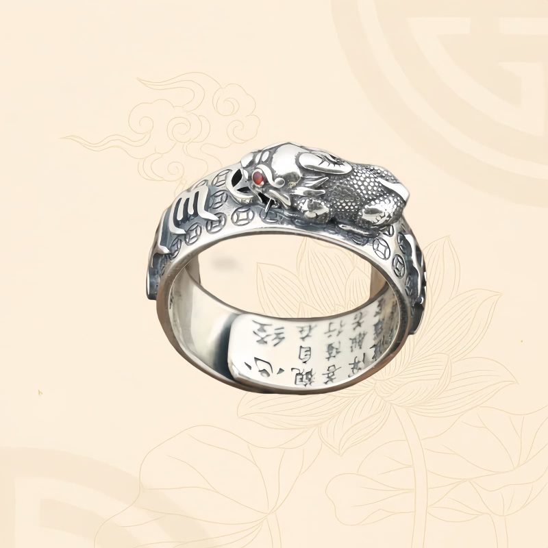 Anillo Tibetano de Pixiu con Grabado en Plata Esterlina 990 Tibetan 990 Sterling Silver Engraved PiXiu Ring