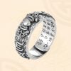Anillo Tibetano de Pixiu con Grabado en Plata Esterlina 990 Tibetan 990 Sterling Silver Engraved PiXiu Ring