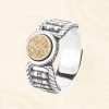Anillo giratorio de moneda de cobre tibetana tallada Tibetan Carved Copper Coin Rotatable Ring