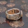 Anillo giratorio de moneda de cobre tibetana tallada Tibetan Carved Copper Coin Rotatable Ring