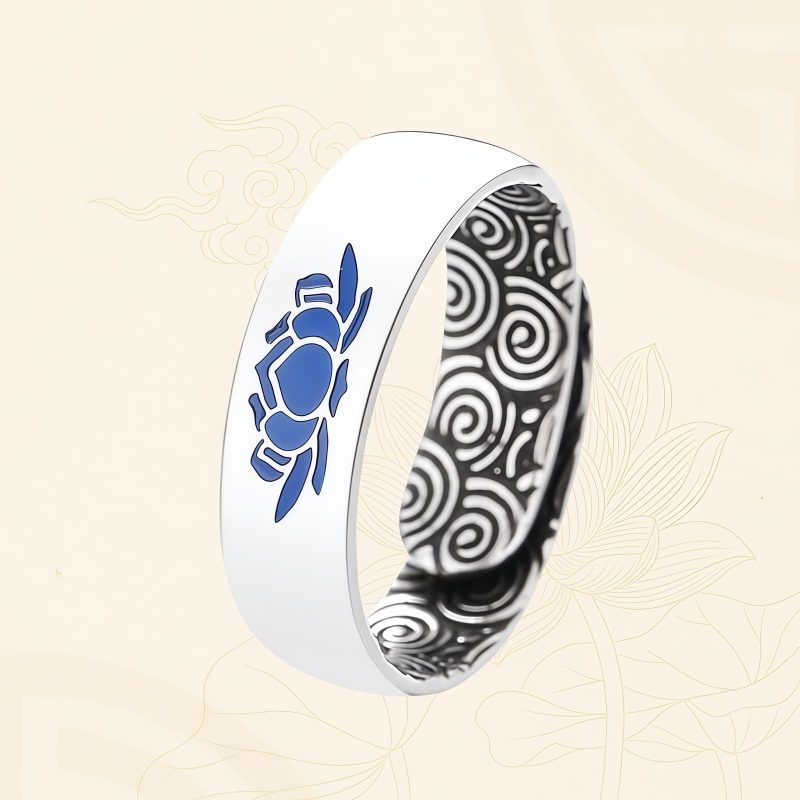 Anel Tibetano de Cobre Lótus Azul para Iluminação Tibetan Copper Blue Lotus Enlightenment Ring