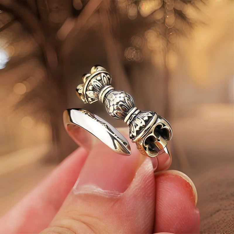 Anillo Ajustable Dorje Vajra de Cobre Tibetano Tibetan Copper Dorje Vajra Adjustable Ring