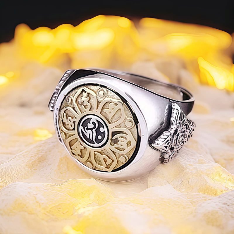 Anillo giratorio tibetano de cobre Om Mani Padme Hum Tibetan Copper Om Mani Padme Hum Rotatable Ring