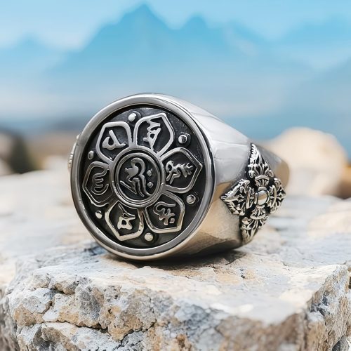Anillo giratorio tibetano de cobre Om Mani Padme Hum Anillo giratorio tibetano de cobre Om Mani Padme Hum