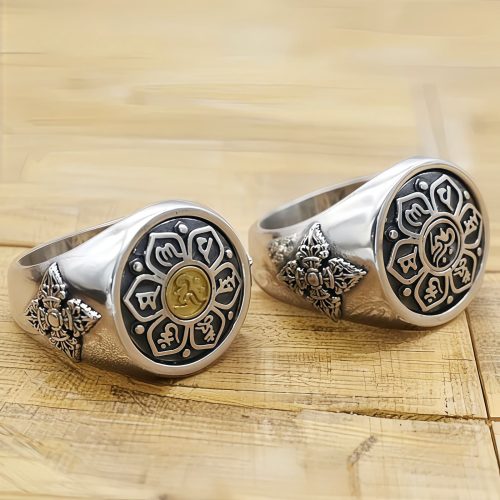 Anillo giratorio tibetano de cobre Om Mani Padme Hum Anillo giratorio tibetano de cobre Om Mani Padme Hum