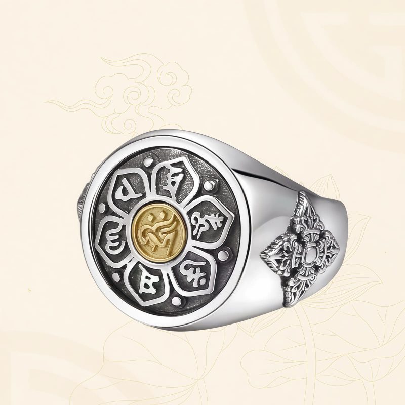 Anillo giratorio tibetano de cobre Om Mani Padme Hum Tibetan Copper Om Mani Padme Hum Rotatable Ring