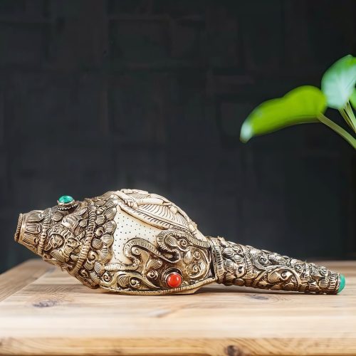 Decoración Budista Tibetana de Concha Shankha Grabada para la Riqueza Decoración Budista Tibetana de Concha Shankha Grabada para la Riqueza